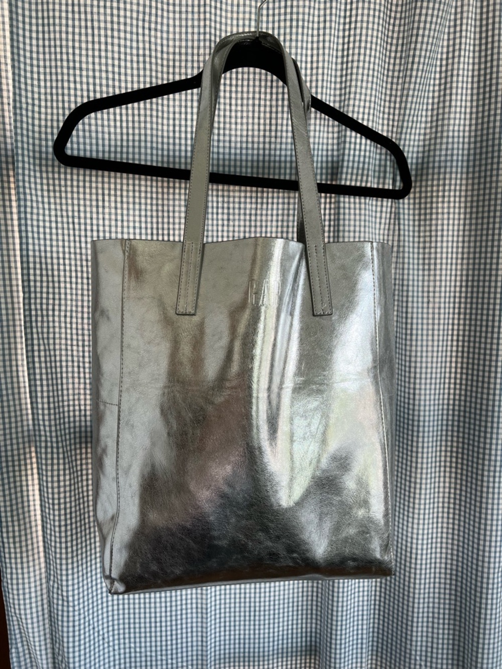 GAP Metallic Silver Faux Leather Tote Bag - Women's Everyday Shopper